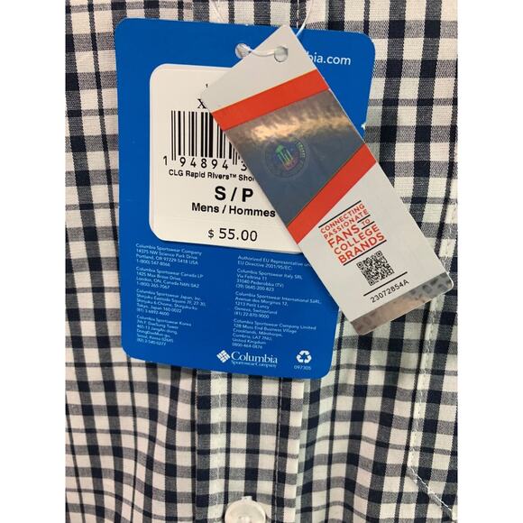 Small Columbia Mens New Penn State Button Down Short Sleeve Checked - Picture 8 of 10
